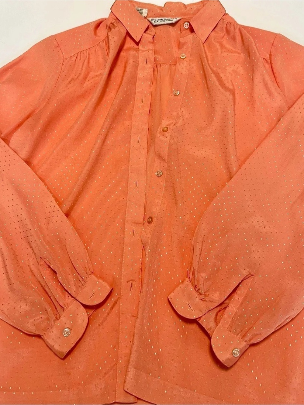 William Kasper Polka Dot Blouse in Orange Size 14 Like New
